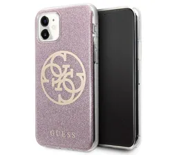 Чехол-накладка Guess 4G Circle Logo Glitter для iPhone 11, полиуретан / поликарбонат, розовый